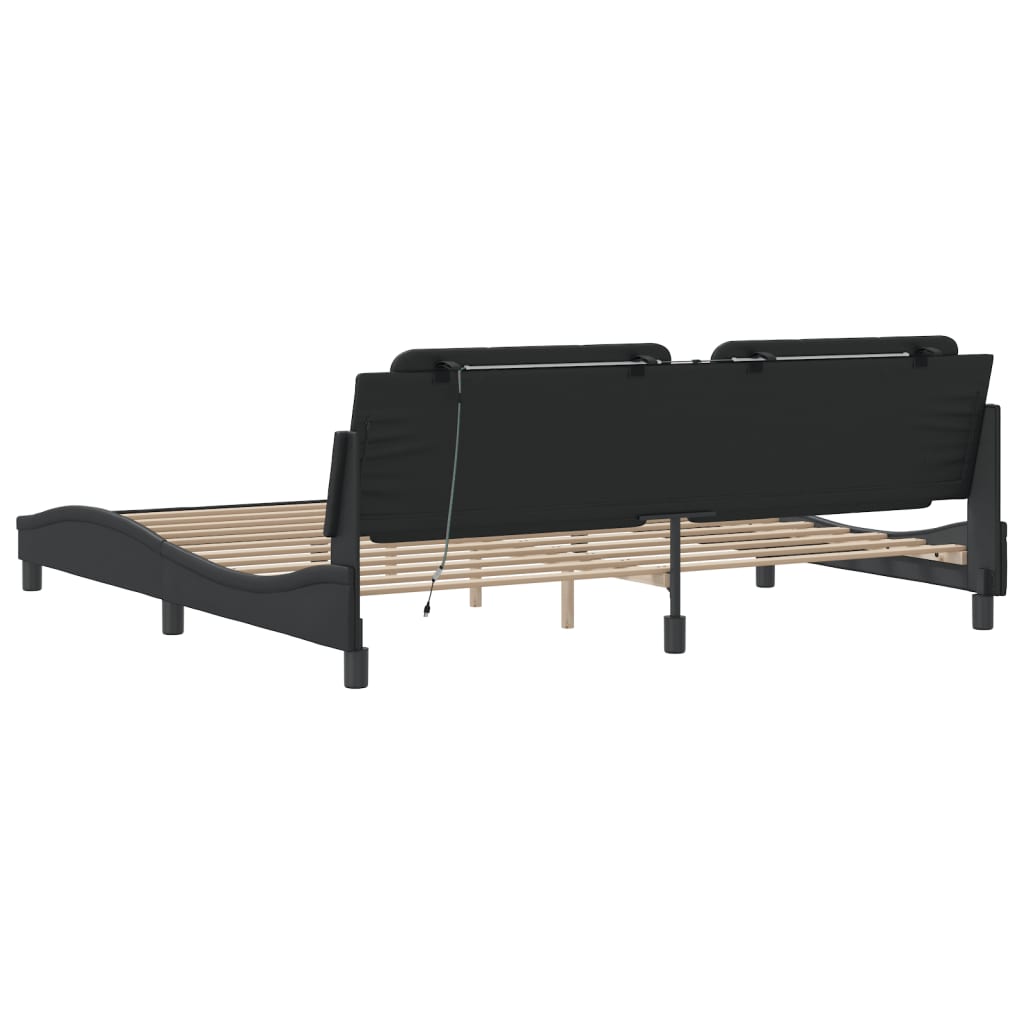 Bed frame with LED without mattress black 200x200 cm