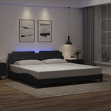 Bed frame with LED without mattress black 200x200 cm