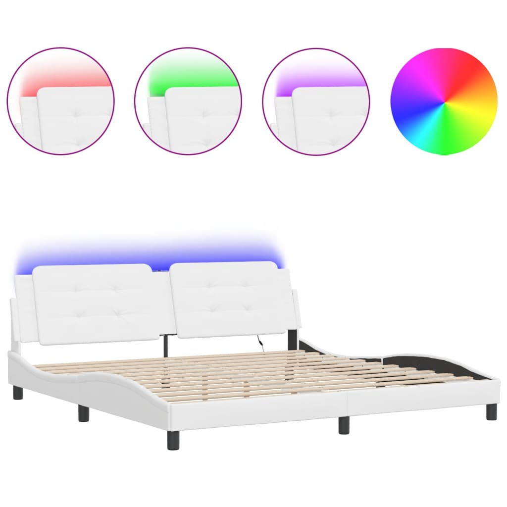 Cadre de lit avec LED sans matelas blanc 200x200 cm