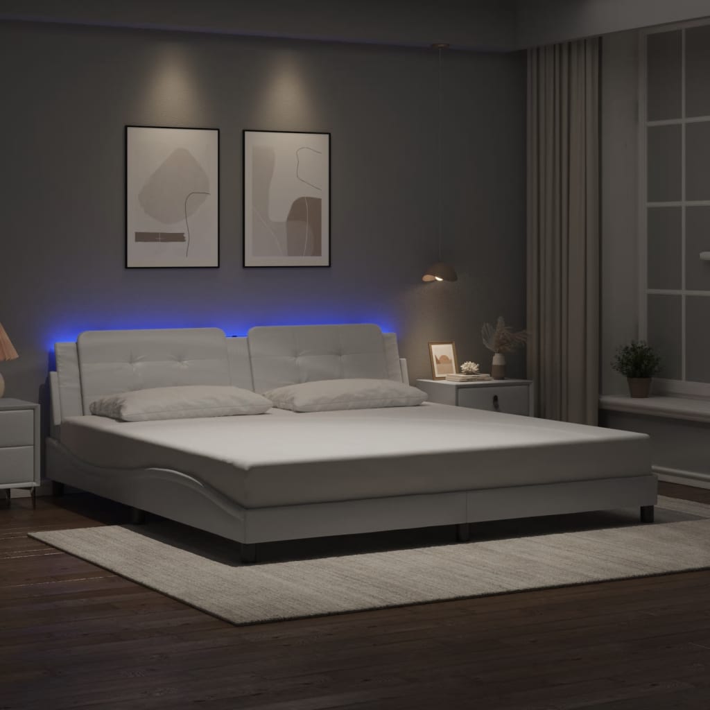 Cadre de lit avec LED sans matelas blanc 200x200 cm