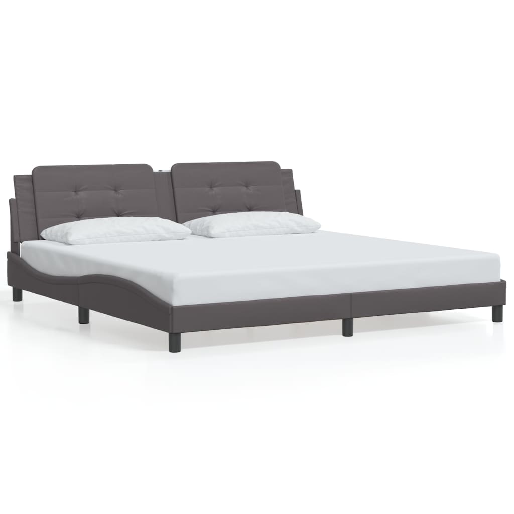 Cadre de lit avec LED sans matelas gris 200x200 cm