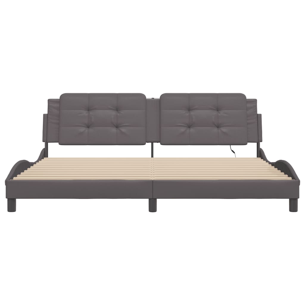 Cadre de lit avec LED sans matelas gris 200x200 cm