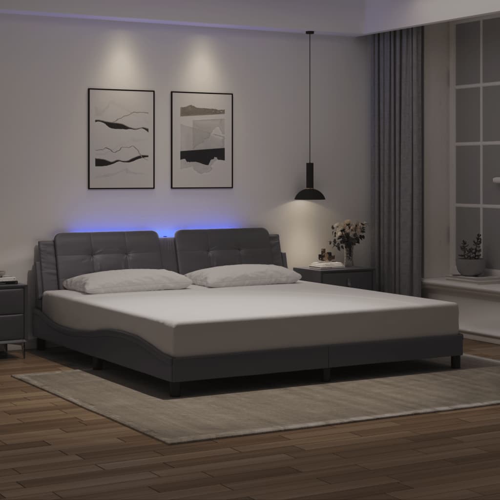 Cadre de lit avec LED sans matelas gris 200x200 cm