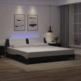 Cadre de lit avec LED sans matelas noir et blanc 200x200 cm