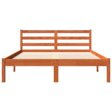 Bed frame without mattress brown wax 140x190cm solid pine wood