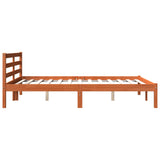 Bed frame without mattress brown wax 140x190cm solid pine wood