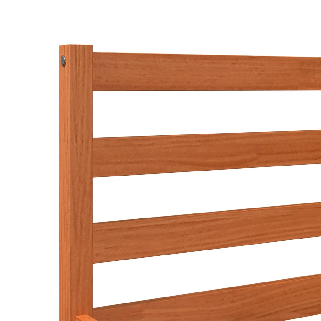 Bed frame without mattress brown wax 140x190cm solid pine wood