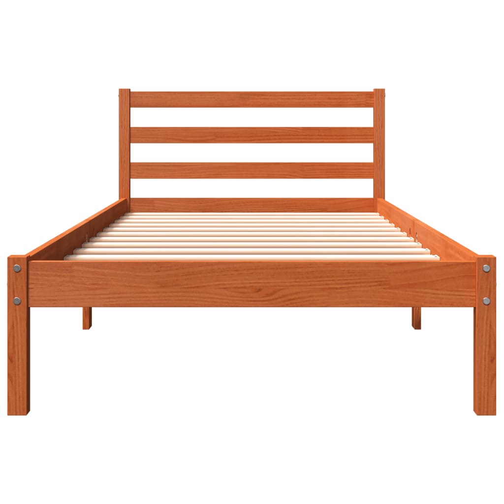 Cadre de lit sans matelas cire marron 100x200cm bois pin massif