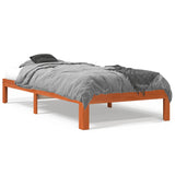 Bed frame without mattress brown wax 75x190 cm solid pine wood