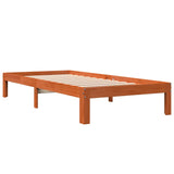 Bed frame without mattress brown wax 75x190 cm solid pine wood