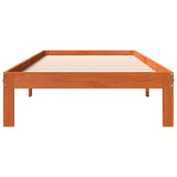 Bed frame without mattress brown wax 75x190 cm solid pine wood