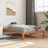 Bed frame without mattress brown wax 75x190 cm solid pine wood