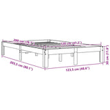 Bettgestell ohne Matratze, braunes Wachs, 120 x 200 cm, massives Kiefernholz