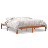 Bed frame without mattress brown wax 180x200cm solid pine wood