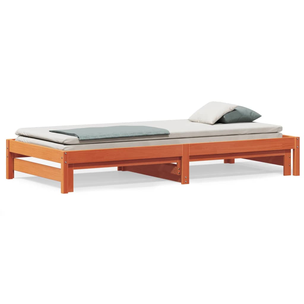 Lit de jour et lit gigogne sans matelas cire marron 90x190 cm