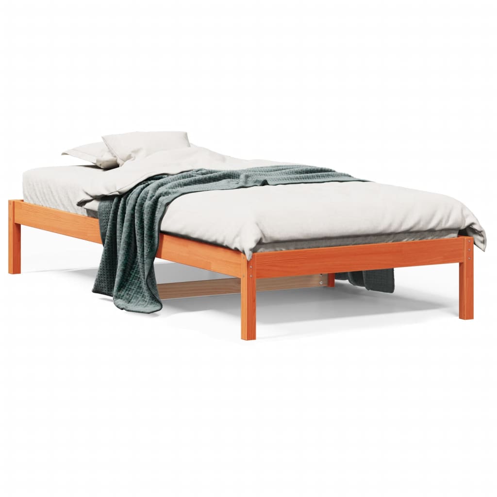 Day bed without mattress brown wax 80x200 cm solid pine wood