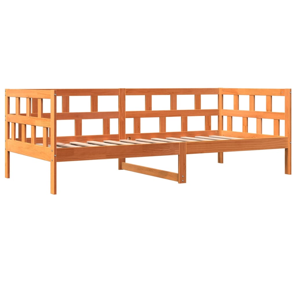 Day bed without mattress brown wax 90x190 cm solid pine wood