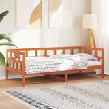 Day bed without mattress brown wax 90x190 cm solid pine wood