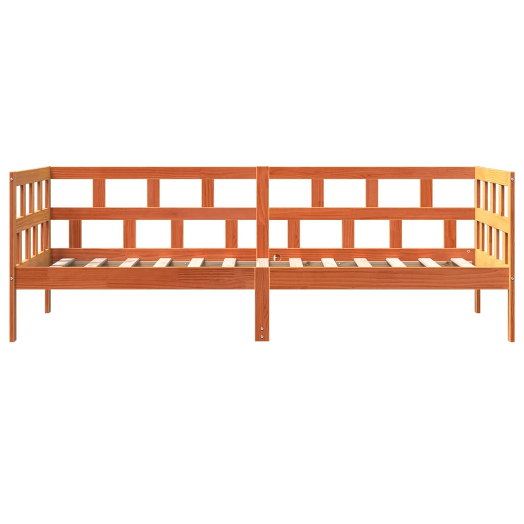 Day bed without mattress brown wax 90x190 cm solid pine wood