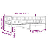 Day bed without mattress brown wax 90x190 cm solid pine wood