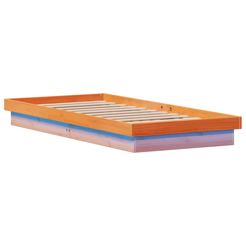 Cadre de lit à LED sans matelas 100x200 cm bois massif