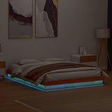 LED bed frame without mattress 160x200 cm solid wood