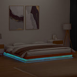 LED bed frame without mattress 180x200 cm solid wood