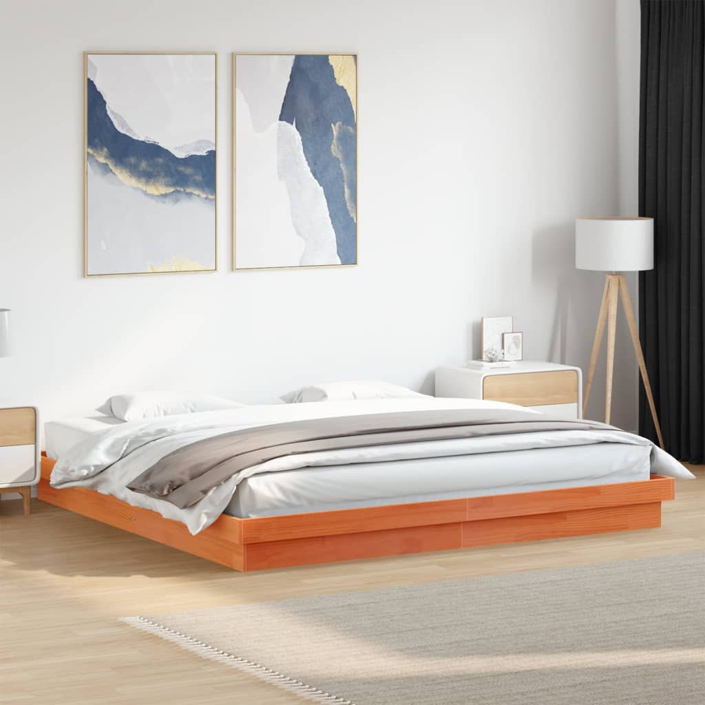 LED bed frame without mattress 180x200 cm solid wood