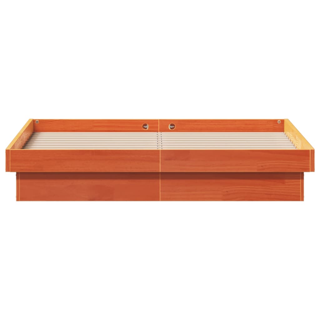 Cadre de lit à LED sans matelas 135x190 cm bois massif