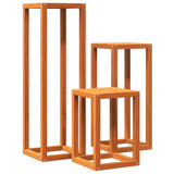 Plant stands 3 pcs brown wax solid pine wood