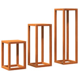 Plant stands 3 pcs brown wax solid pine wood