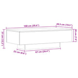 Table basse chêne sonoma 100x49,5x31 cm bois d'ingénierie