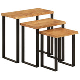 3 pcs nesting tables with live edge solid acacia wood