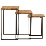 3 pcs nesting tables with live edge solid acacia wood