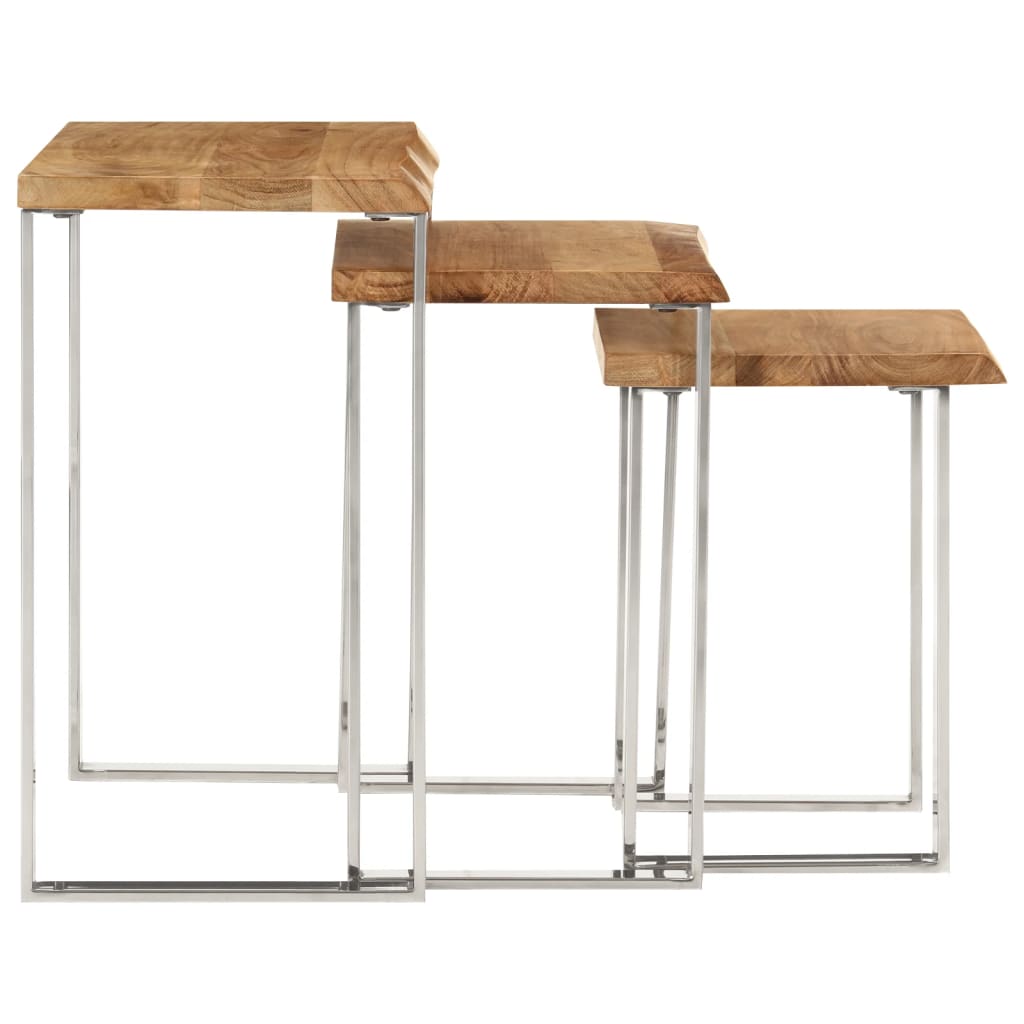 Tables gigognes 3 pcs avec bord vivant bois massif d'acacia