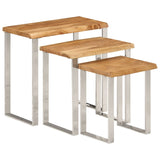 Tables gigognes 3 pcs avec bord vivant bois massif d'acacia