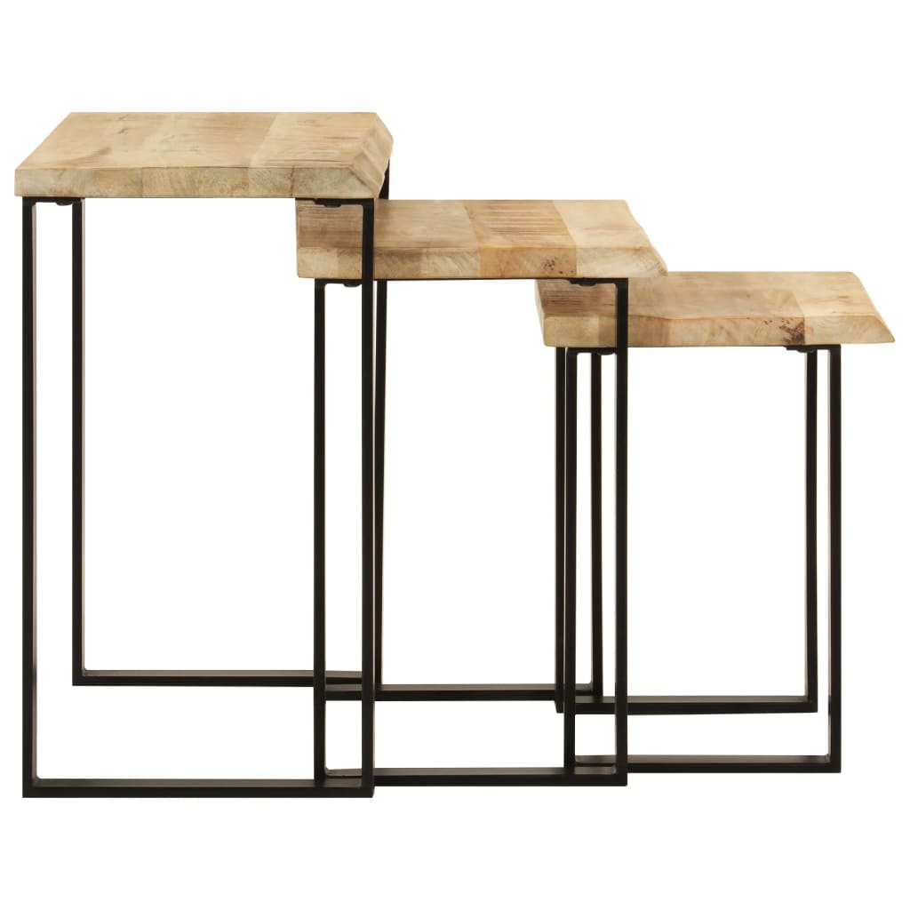 Tables gigognes 3 pcs avec bord vivant bois de manguier massif