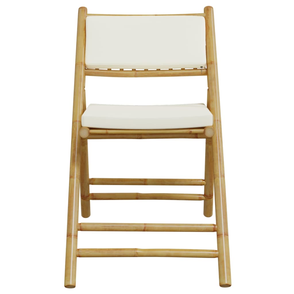 Folding Bistro Chairs Set of 4 with Cream White Cushions