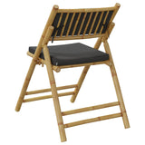 Folding Bistro Chairs Set of 6 Dark Grey Bamboo Cushions