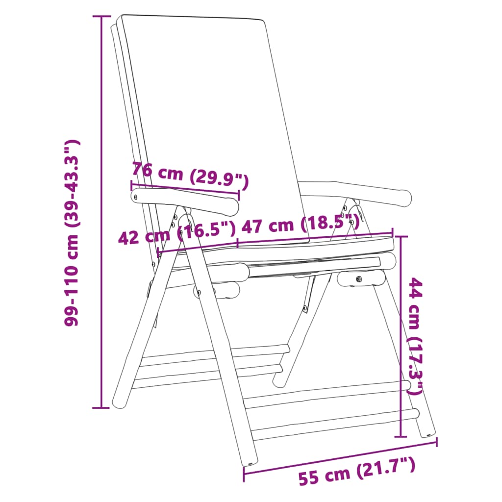 Chaises inclinables de jardin pliantes lot de 4 coussins bambou