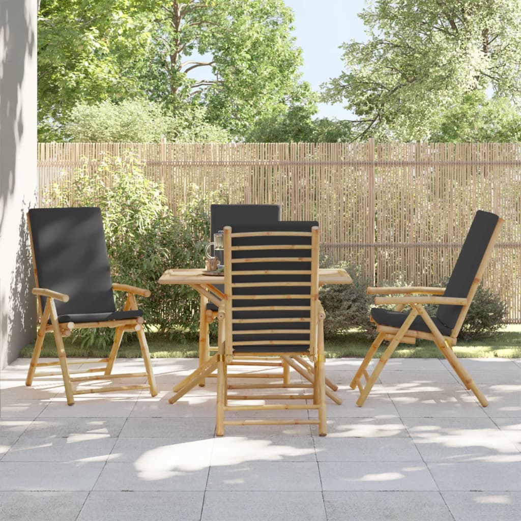 Chaises inclinables de jardin pliantes lot de 4 coussins bambou