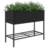 Jardinières avec étagère 2 pcs noir 90x40x75 cm résine tressée