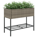 Jardinières avec étagère 2 pcs gris 90x40x75 cm résine tressée