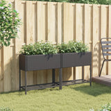 Jardinières avec étagère 2 pcs noir 70x28x70 cm résine tressée