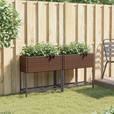 Jardinières avec étagère 2 pcs brun 70x28x70 cm résine tressée