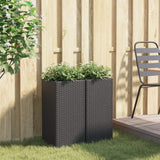 Jardinières 2 pcs noir 30x30x60 cm résine tressée