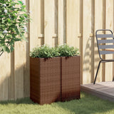 Jardinières 2 pcs marron 30x30x60 cm résine tressée