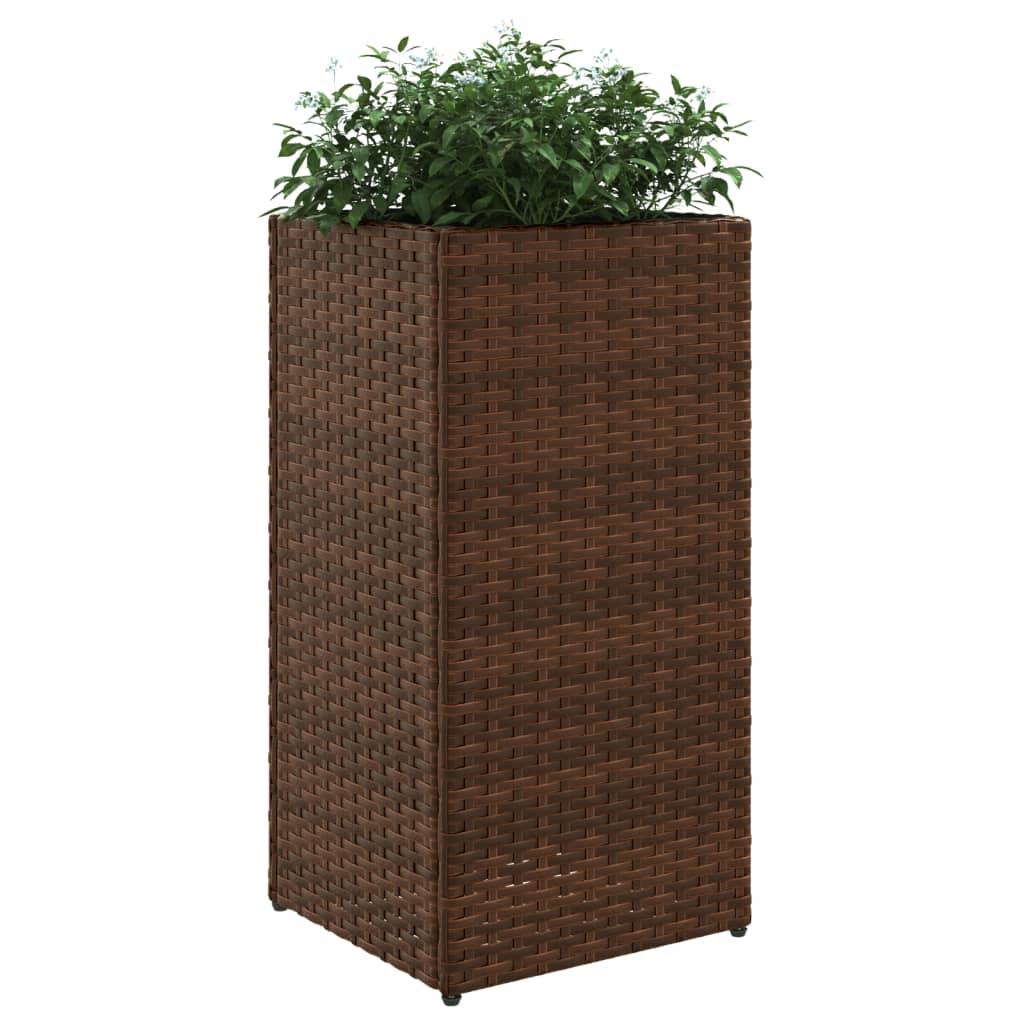 Jardinières 2 pcs marron 30x30x60 cm résine tressée