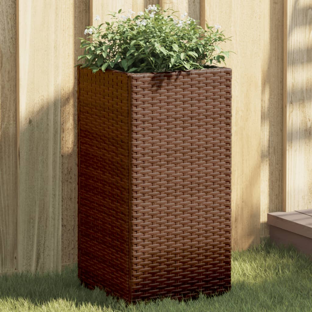 Jardinières 2 pcs marron 30x30x60 cm résine tressée