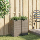 Jardinières 2 pcs gris 30x30x60 cm résine tressée